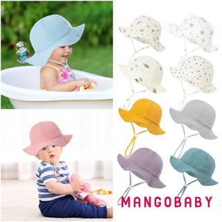 Mũ xô mùa hè MGG-Baby, Mũ ngư dân vành rộng chống nắng cho trẻ sơ sinh có dây đeo cằm