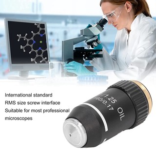 195 Ống kính mục tiêu màu đen Achromatic 100X Giao diện mục tiêu công suất cao dầu