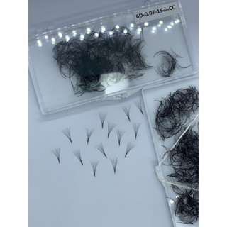 Mi fan 6D LASHES SUPPLY độ cong C -CC - D, độ dày 0.07 (1 hộp 1000 fan) mi volume 6d, (keo nối uốn mi, dụng cụ nối mi)