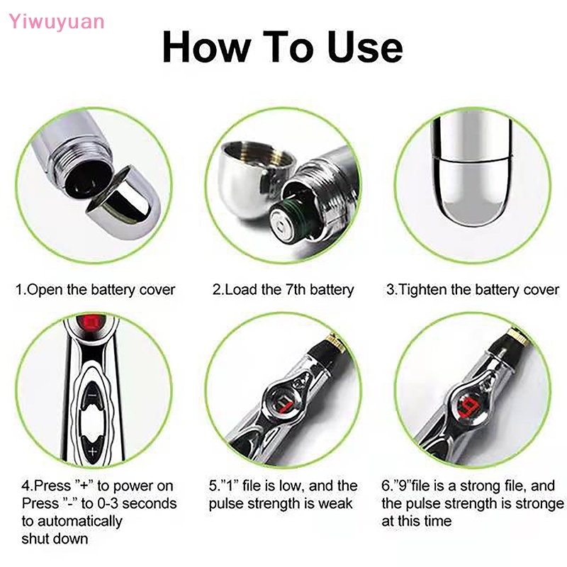 < Yiwuyuan > Bút Massage Điểm Châm Cứu Điện Giảm Đau Laser Điện Tử Kinh Tuyến Bút Năng Lượng Cơ Thể Lưng Cổ Chân Máy Mát Xa Mới