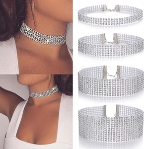 Toàn Bộ Vòng Cổ Choker Bản Rộng Đính Đá Lấp Lánh Quyến Rũ Cho Nữ