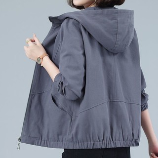 Áo Khoác cotton Có Mũ Trùm Dáng Rộng Ngắn Phong Cách Hàn Quốc Thời Trang Xuân Thu Hàng Mới 2022 Dành Cho Bạn Nữ Trung Niên
