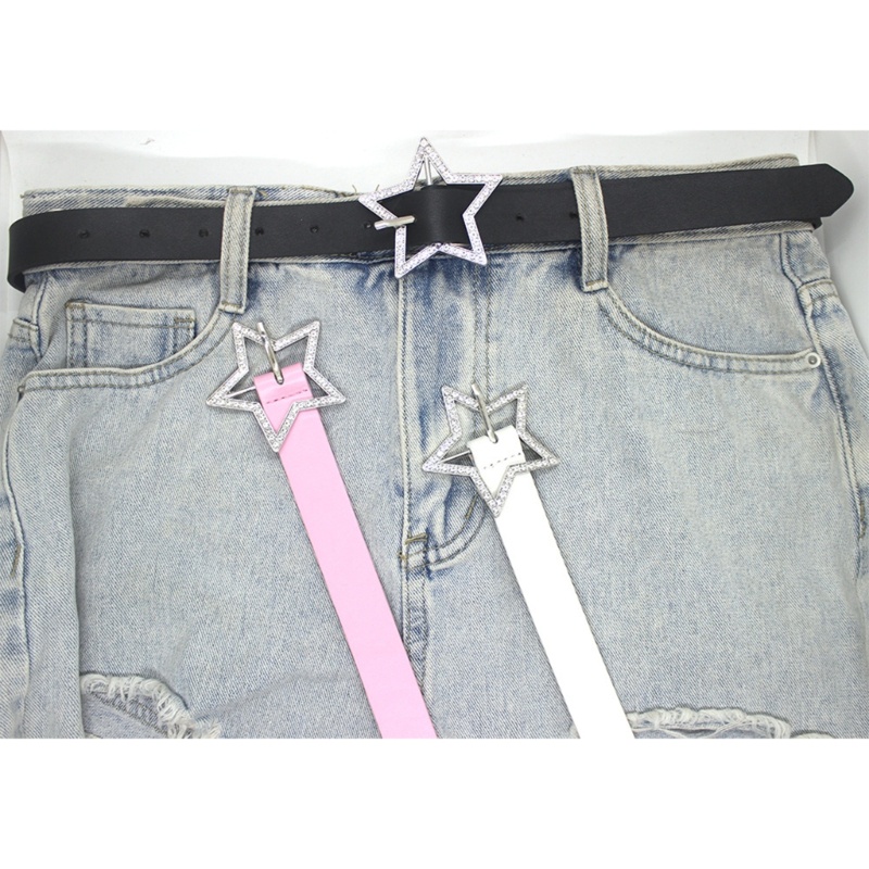 KING Hot Girl Dây Thắt Lưng Phương Tây Siêu Nổ Pha Lê Star-Buckle Cho Quần Jean