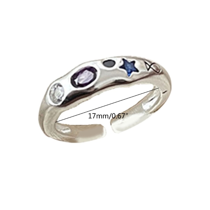 Jenniferab Nhẫn Zircon Y2K Điều Chỉnh Trang Sức Thẩm Mỹ