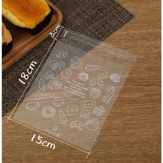 100 Chiếc StoBag Trong Suốt Đựng Bánh Ngọt In Hình Bánh Mì Nướng Thực Phẩm Bao Bì Kín Túi Tự Dính