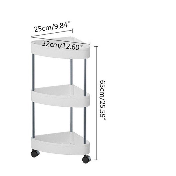Kệ để đồ đa năng nhà tắm,bếp-kệ để góc gọn 3-4 tầng chất liệu khung kim loại chống gỉ chân có bánh xe di chuyển tiện lợi