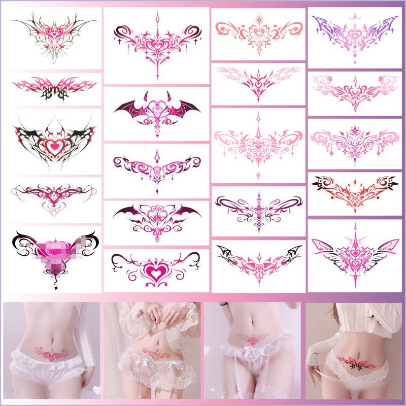 [hàng Sẵn sàng tồn kho] miếng dán hình xăm bụng gợi cảm succubus pure desire bụng lưng eo tình yêu totem nước ép thảo dược miếng dán chống thấm nước [Giao hàng nhanh]