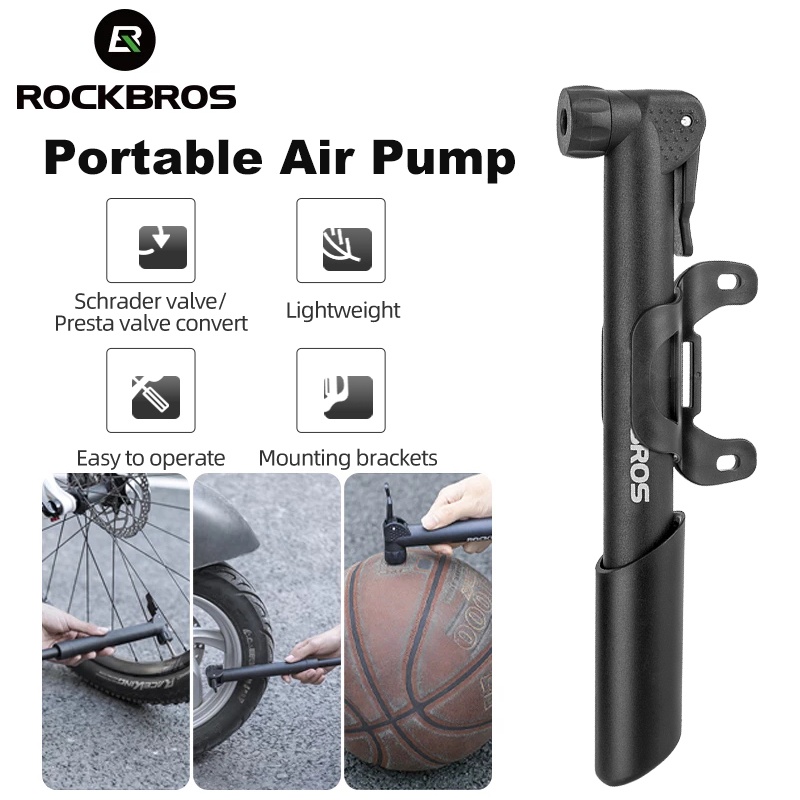 Máy bơm xe đạp Mini ROCKBROS cho xe đạp / bóng Máy bơm hơi cầm tay nhẹ có van Schrader / Presta 80psi Máy bơm tiện lợi di động