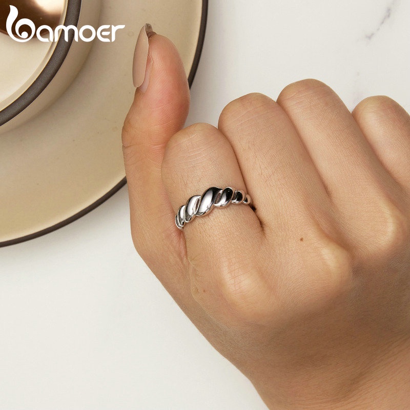 Bamoer Nhẫn Bạc 925 Gợn Sóng Thời Trang Cho Nữ