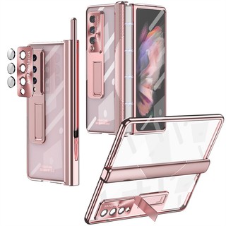 Ốp Điện Thoại Trong Suốt Mạ Điện Từ Tính Có Ngăn Đựng Bút Cho Samsung Galaxy Z Fold 4 Z Fold 5 Z Fold 3 S