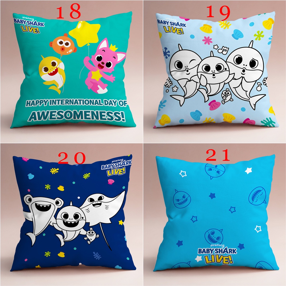 Vỏ gối Baby Shark In hình một mặt Vỏ gối sofa phòng khách Xe hơi Quà tặng Đệm Trang trí nội thất Quà tặng cho trẻ em (Không có lõi)