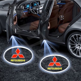 2 cái / bộ đèn cửa ô tô mitsubishi đèn chào mừng không dây ralliart mirage g4 triton xpander lancer asx outlander attrage pajero eclipse led light cartoon hd 3d projector