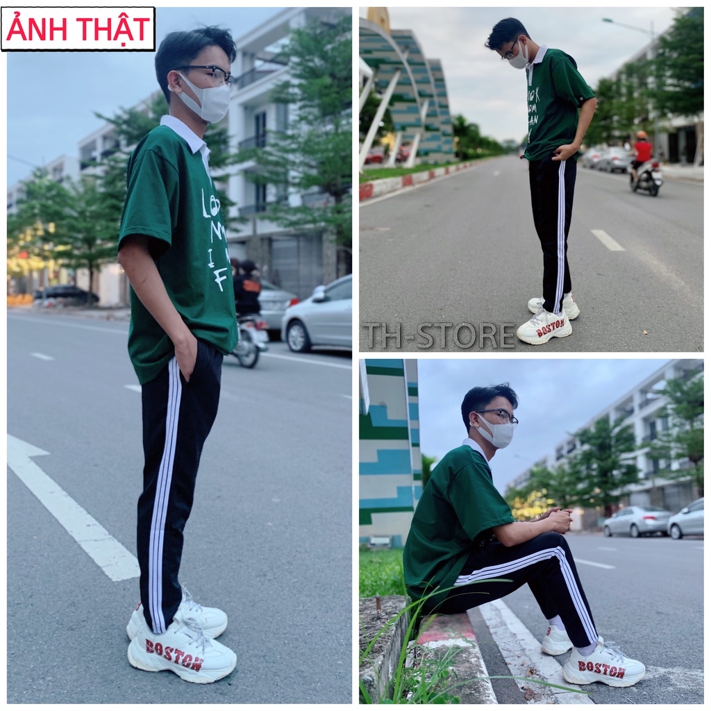 Quần jogger 3 sọc Ống Suông Nam Nữ Bigsize