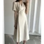 Suxi Phong Cách Hàn Quốc Cổ Chữ V Ôm Vừa V Phối Thắt Lưng Midi Đầm Dài Vừa Tay Ngắn