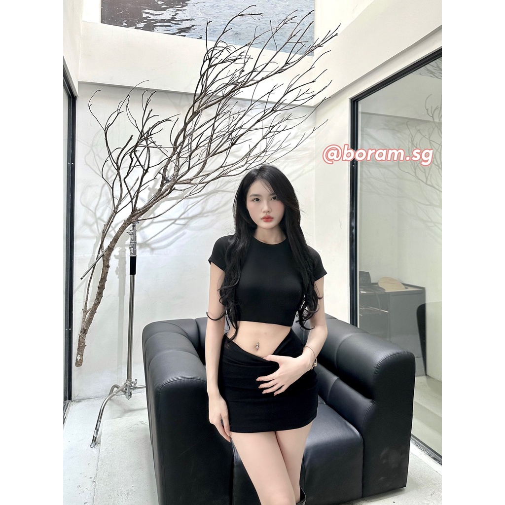 Chân váy body trơn tôn dáng, chân váy cạp cao dày dặn BORAM SG