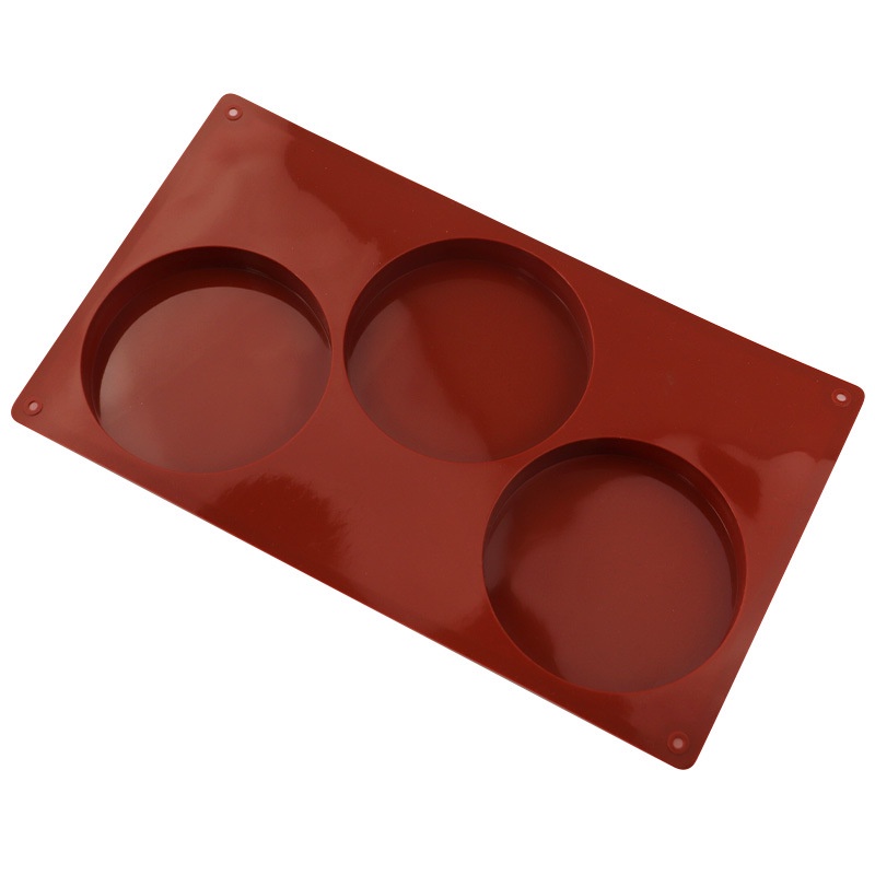 Khuôn Silicone Tròn 3 Ngăn 4Inch Tự Làm Bánh Quy / Socola Tiện Dụng
