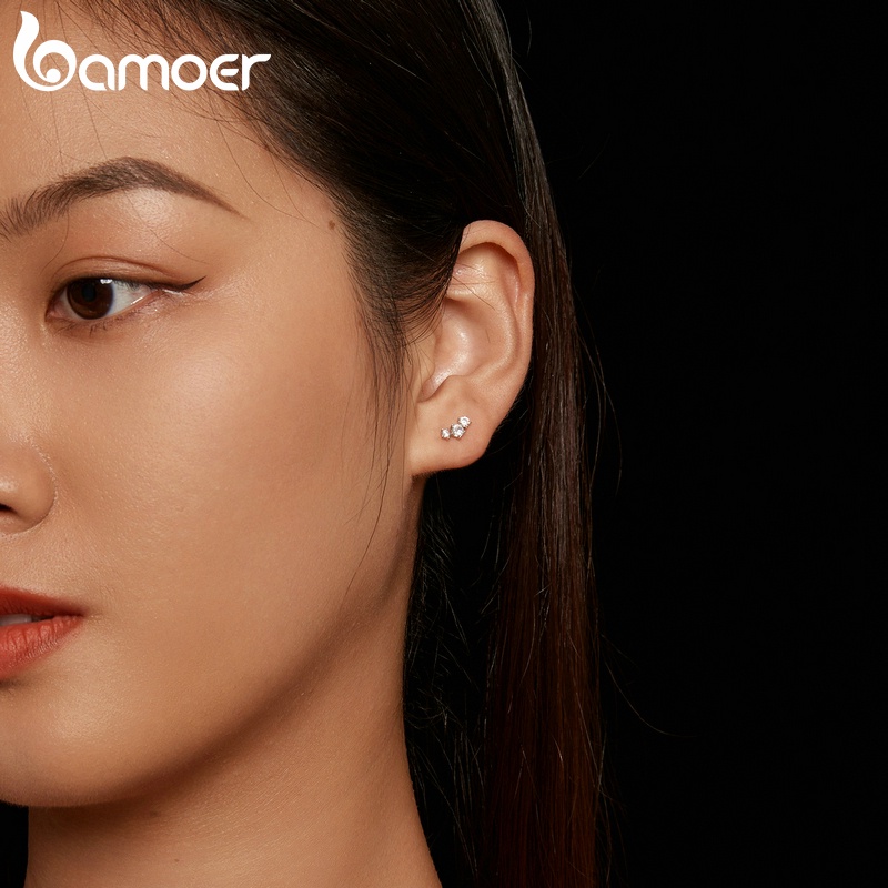 Bamoer Bông Tai bạc 925 5 vvs1 Thiết Kế Độc Đáo Thời Trang Cho Nữ MSE034
