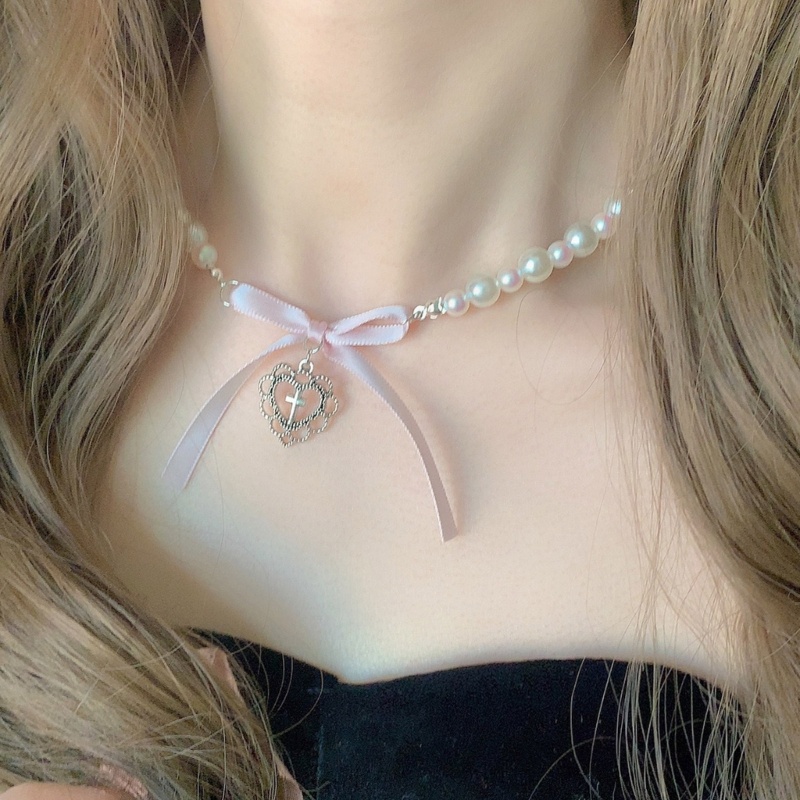 Elega Vòng Cổ choker Ngọc Trai Mặt Hình Trái Tim Thanh Lịch Thời Trang Cho Nữ