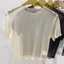 Milyfashion Phù Hợp Với Đầm Nhìn Xuyên Gạc Mùa Hè Mỏng Tay Ngắn T Nấm Cạnh Rỗng Bé tee Mờ