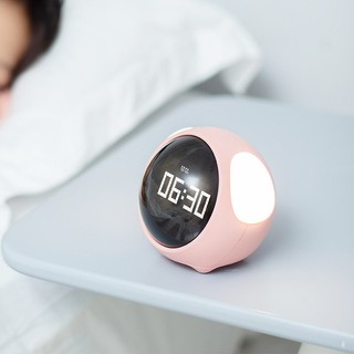 Biểu Hiện Dễ Thương Pixel Đồng Hồ Báo Thức Đa Chức Năng Đèn Led Kỹ Thuật Số Điều Khiển Bằng Giọng Nói Nhiệt Kế Đầu Giường Đồng Hồ Nhà