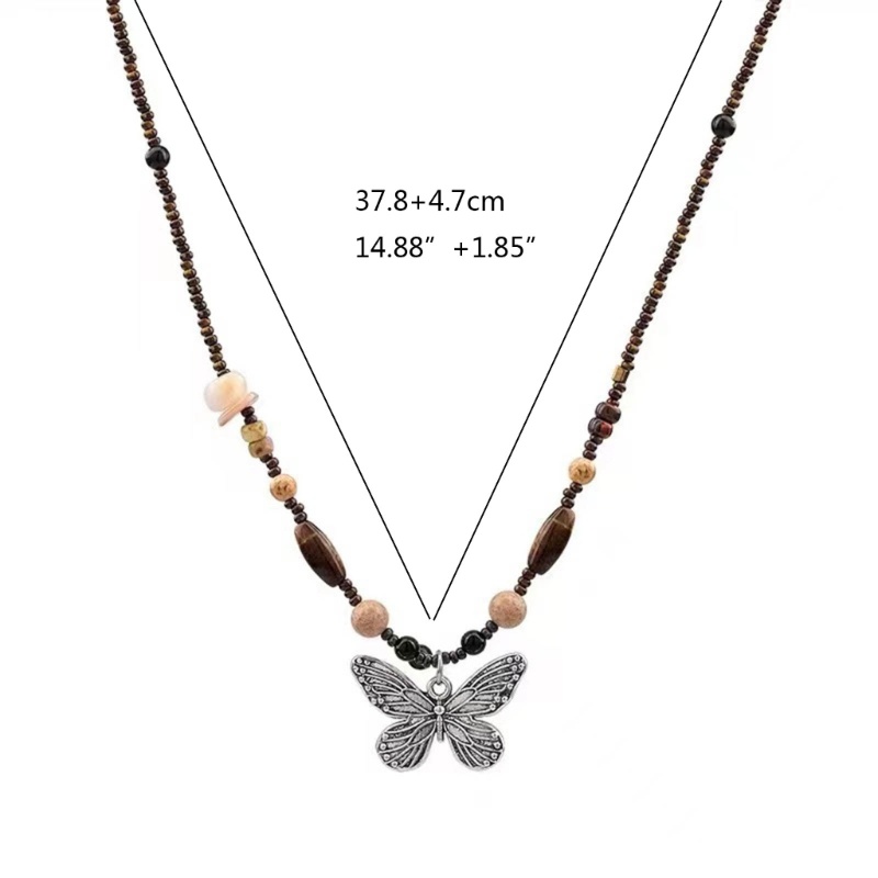 Vòng cổ Hạt Mặt Hình Bướm Nhiều Màu Phong Cách Bohemian Dành Cho Nữ