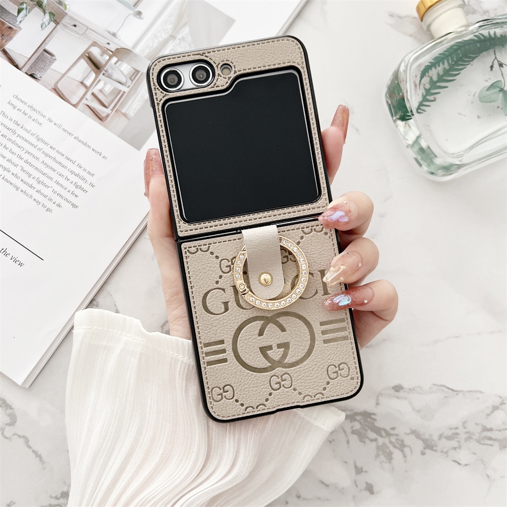 Ốp Điện Thoại Gấp Lưng Cho Samsung Galaxy Z Flip 3 4 5 6 7 7FE Da PU Cổ Điển Xu Hướng Phong Cách Vỏ Cứng Mờ Có Giá Đỡ Nhẫn Bảo Vệ Cho Z Flip7