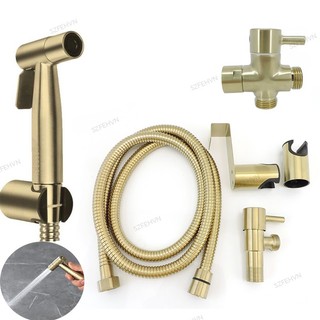 Giá Đỡ Vòi Xịt Nước Toilet Màu Vàng Đồng Có Móc Chữ T Tiện Dụng