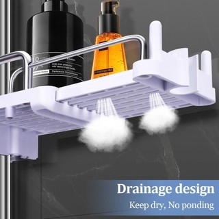 Kệ phòng tắm JKDESIGN, Không cần khoan Kệ tắm mở rộng treo tường, Phụ kiện phòng tắm Giá đỡ vòi hoa sen đa chức năng Nhà vệ sinh