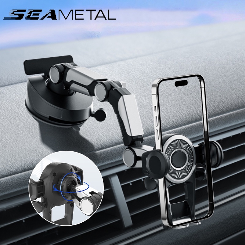Seametal giá đỡ điện thoại trên ô tô cốc hút bảng điều khiển giá đỡ điện thoại di động 360° Điều chỉnh giữ điện thoại xe