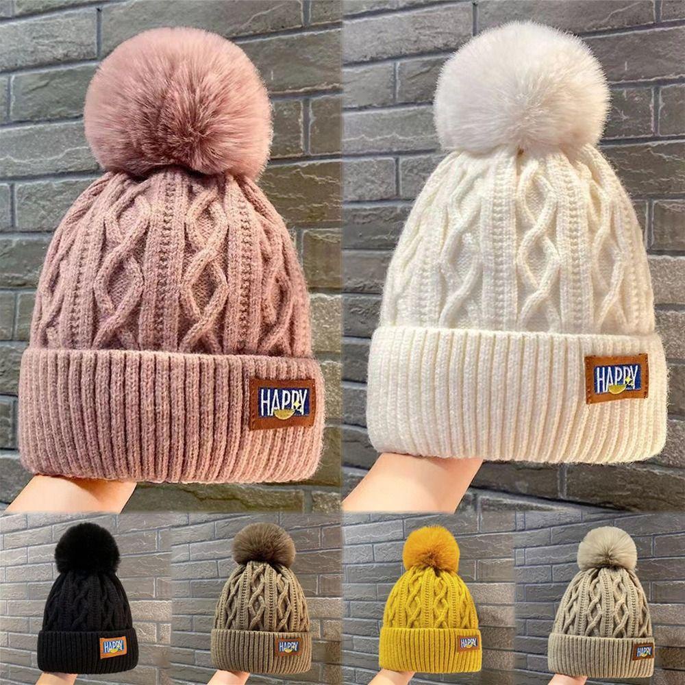 Mũ dệt kim KEYRA dày giữ ấm, thời trang với pompom