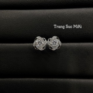 Bông tai nụ xoắn phối đ,á thiết kế đơn giản