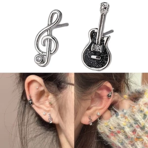 OXXGGKAO Music-Note Bông Tai Guitar Bông Tai Bất Đối Xứng Độc Đáo Bông Tai Dành Cho Nữ Cô Gái