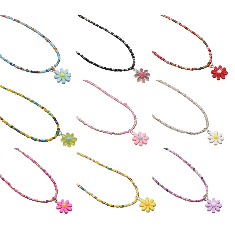 Vòng cổ đính cườm mịn Bohemian Vòng cổ hạt gạo mùa hè Vòng cổ hoa Hawaii Vòng cổ bãi biển