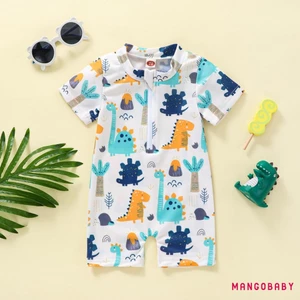 Mg-kids Bé Trai Mùa Hè Đồ Bơi Hoạt Hình Thường Ngày Khủng Long In Hình Tay Ngắn Dây Kéo Áo liền quần Đồ Bơi Đi Biển