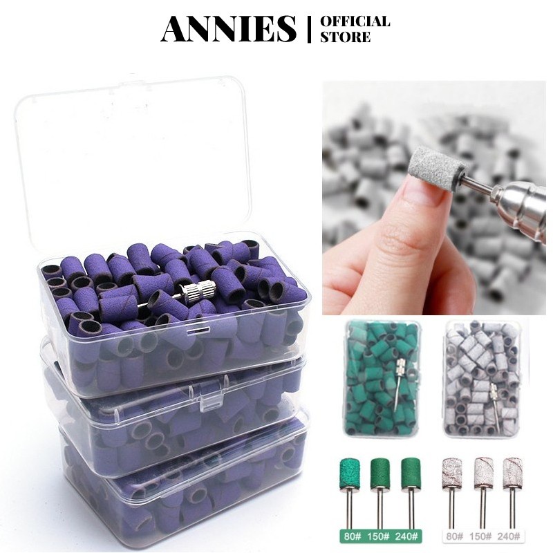 Hộp 100 đai vòng mài dũa móng tay ANNIES nhiều màu sắc tùy chọn dành cho làm móng đặc biệt