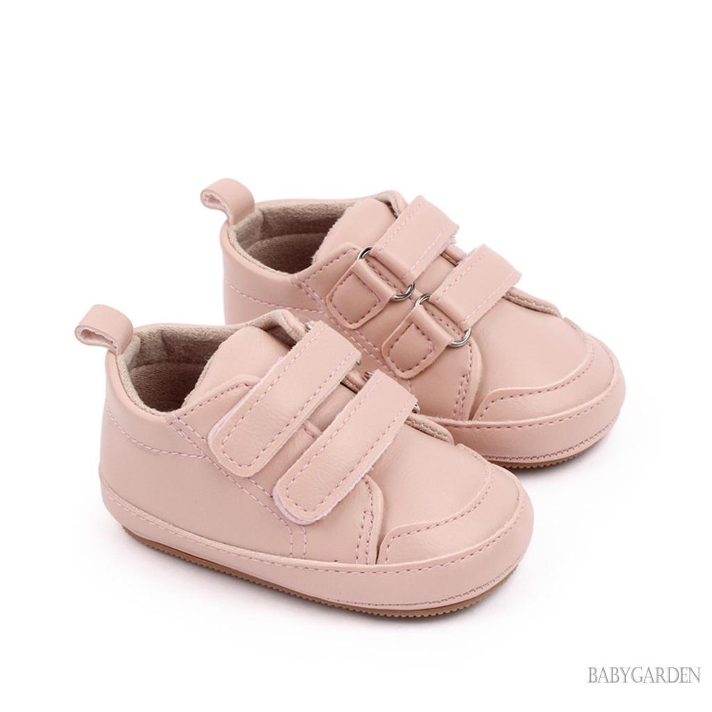 Babygarden-giày Da PU Chống Trượt Màu Trơn Phối Màu Tương Phản Cho Bé Tập Đi