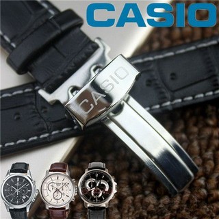 Dây Đeo Bằng Da Thật Có Khóa Hình Bướm Cho Đồng Hồ Casio BEM-501 506 517 1183 20mm 22mm