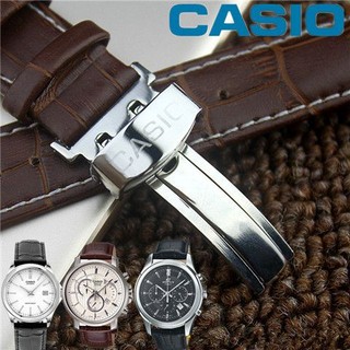 Dây Đeo Bằng Da Thật Có Khóa Hình Bướm Cho Đồng Hồ Casio BEM-501 506 517 1183 20mm 22mm