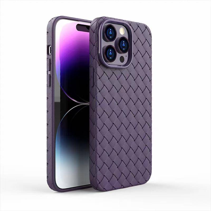 Sang Trọng Sâu Tím Bím Dệt Họa Tiết Dành Cho iPhone 12 11 Pro Max Phụ Kiện Điện Thoại Cho iPhone 12 11 series