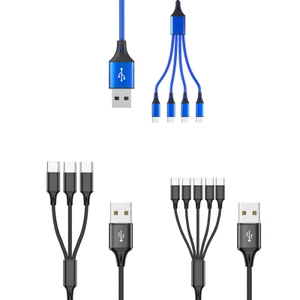 Cáp sạc đa năng WU, cáp USB nylon bện, adapter 3/4/5 trong 1 đa cổng
