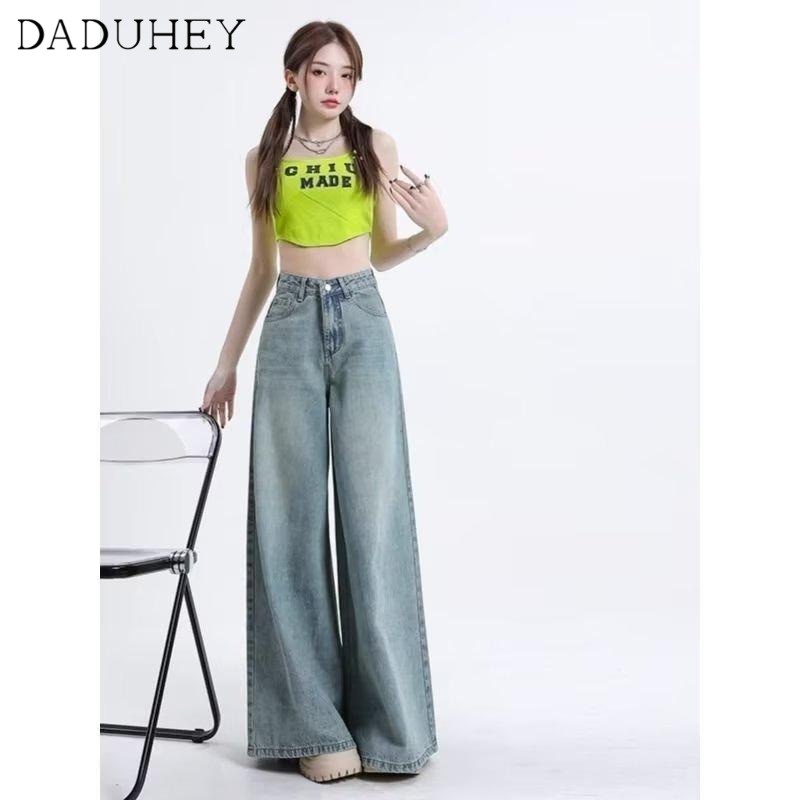 Ảnh DaDuHey New American Ins High Street Stretch Jeans Niche High Waist Loose Wide Leg Pants Large Size Trousers 2