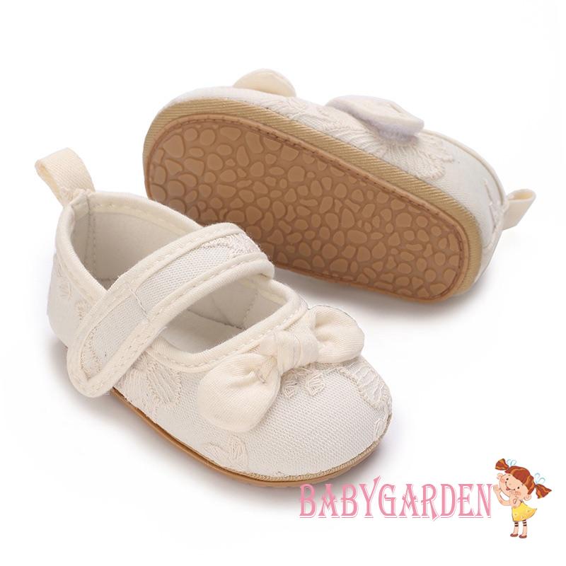 Giày Công Chúa Đế Mềm Chống Trượt Thêu Hoa Xinh Xắn Cho Bé Gái