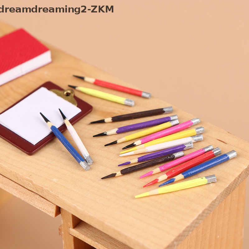 [dreamdreaming] 8 Cái 1: 12 Nhà Búp Bê Bút Thu Nhỏ Bút Chì Màu Đồ Dùng Học Tập Mô Hình Kid Giả Vờ Chơi Phụ Kiện Nhà Búp Bê [zkm]