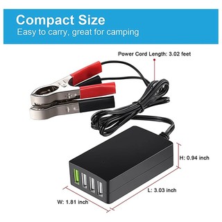 Bộ sạc DC di động Bộ sạc USB 4 cổng 12V / 24V sang 5V có kẹp pin cho điện thoại và máy tính bảng thông minh khác