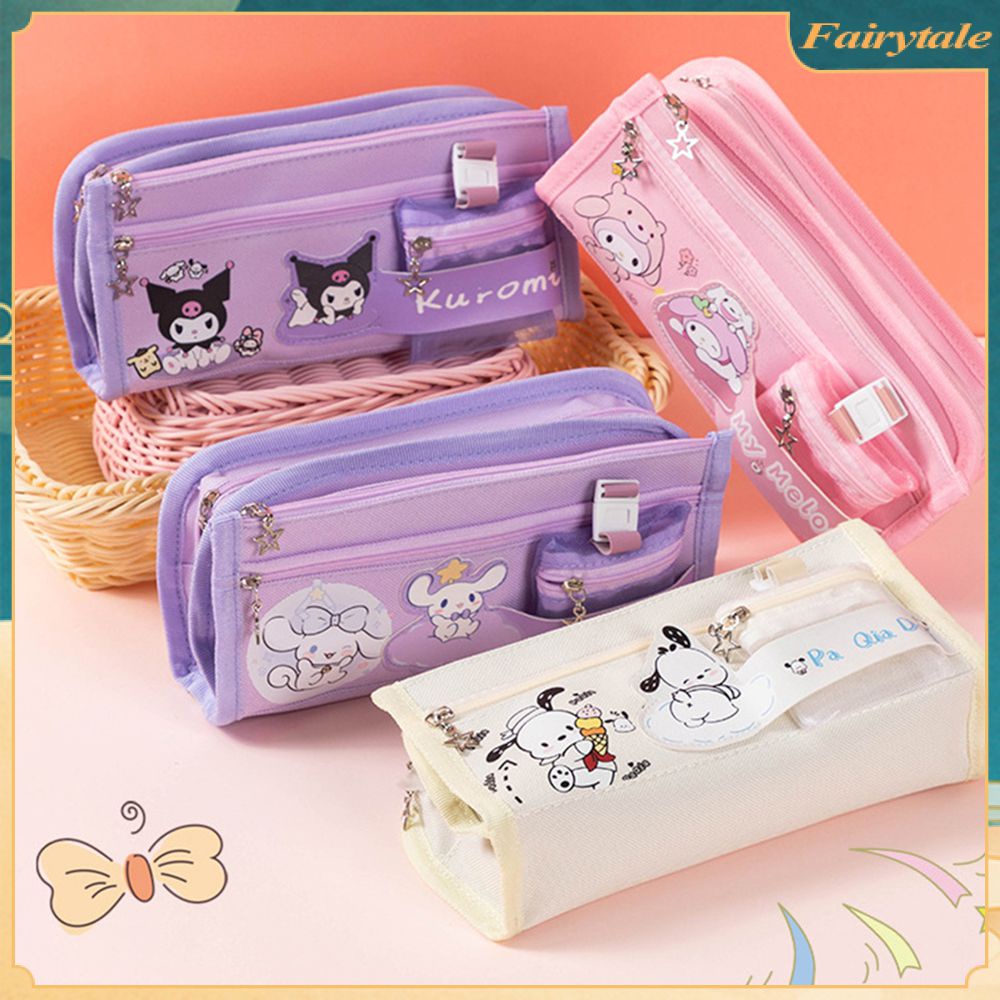 Sanrio Túi Đựng Bút Bằng Vải Canvas Cỡ Lớn In Họa Tiết Kuromi Cinnamoroll My Melody Dễ Thương 1441