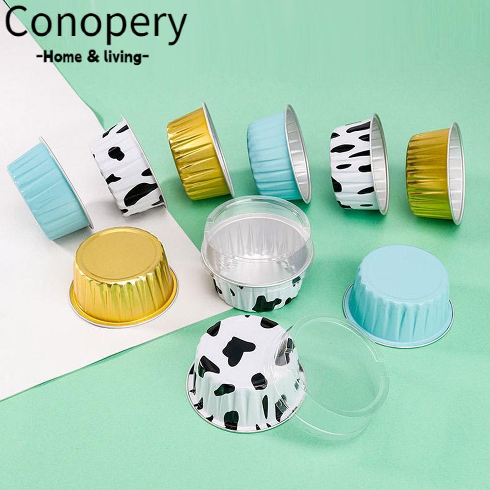 Conopery Bộ 10 Cốc Thiếc Lá Nhôm Dùng Nướng Bánh Có Thể Tái Sử Dụng