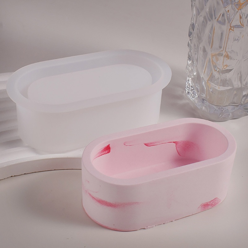 Khuôn Silicon Hình Oval Làm Chậu Hoa Resin Xi Măng DIY