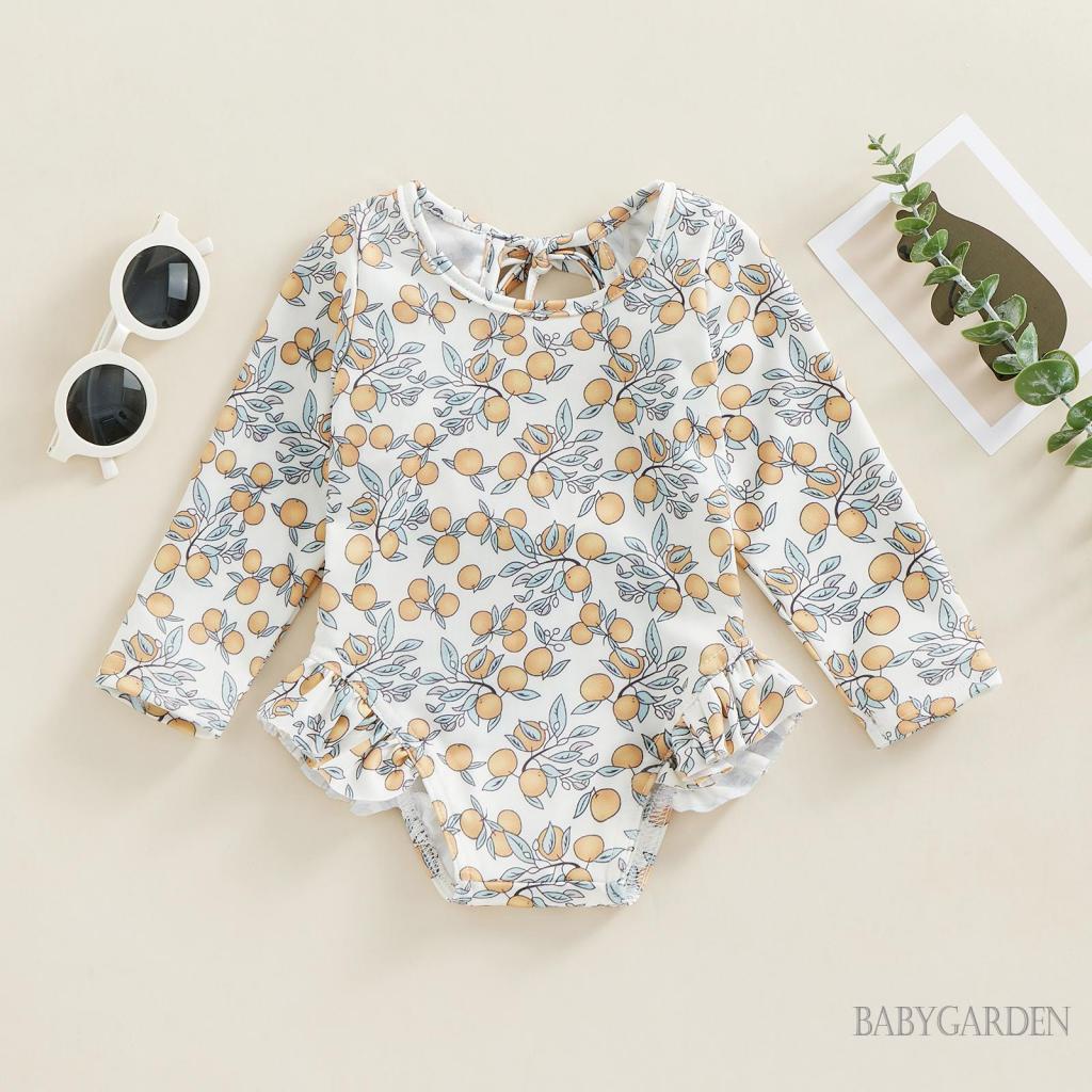 Bộ Đồ Bơi Liền Thân Tay Dài In Hoa Dành Cho Bé Gái / 6 Tháng - 4 Tuổi