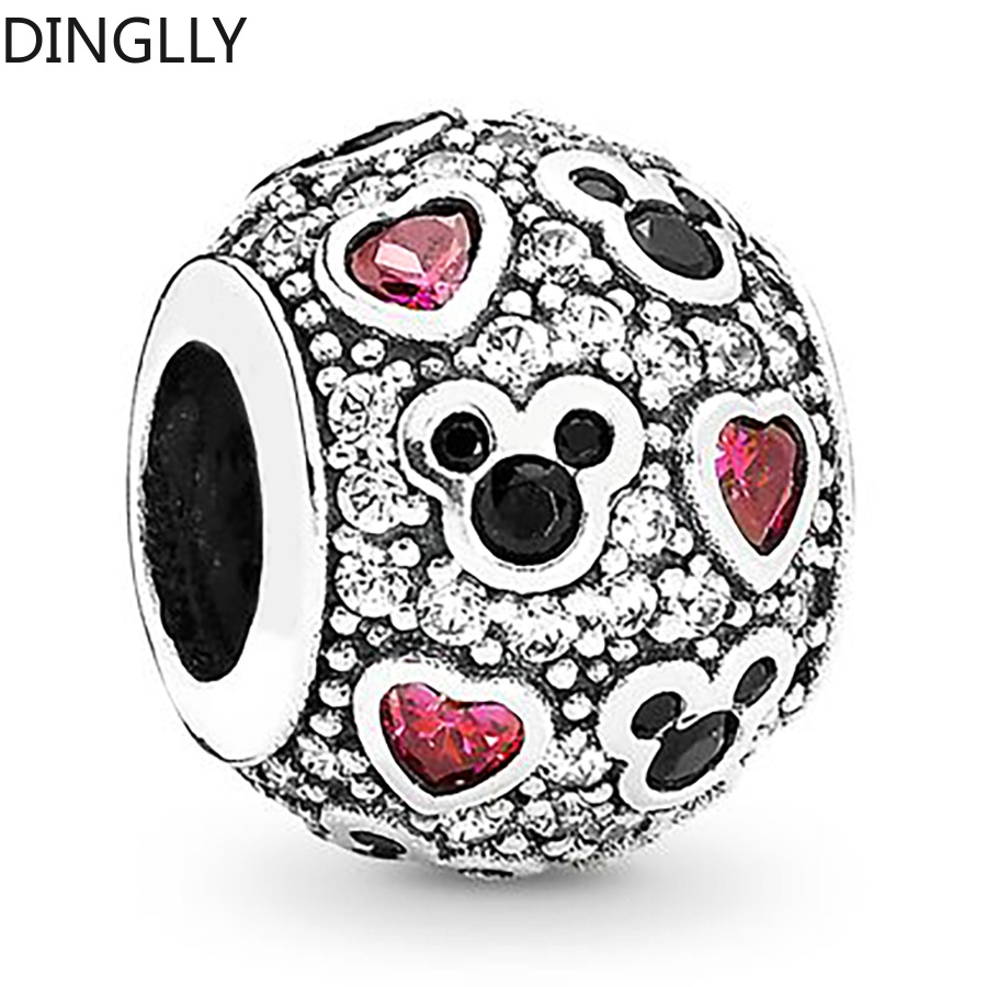 Hạt Xâu Chuỗi Màu Bạc Hình Hoạt Hình Mickey Minnie Groot Và Dahlias Dùng Làm Trang Sức DIY
