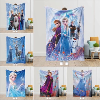 Chăn nỉ Flannel in hình Frozen Elsa và Anna, mềm mại, thoáng khí, giữ ấm, phù hợp giường ngủ và điều hòa